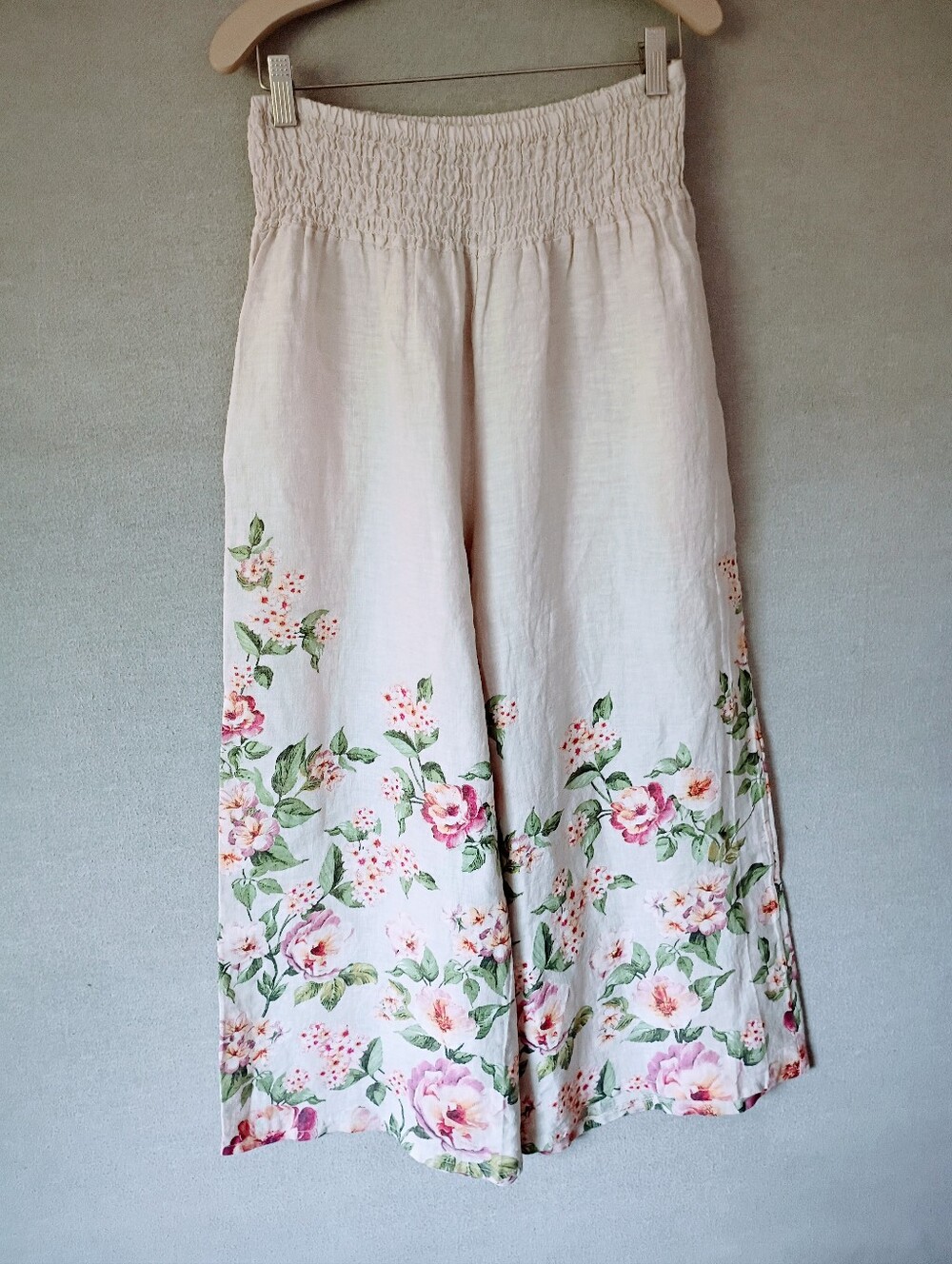 Meo Meli Italian Linen Wide Leg Floral Pants NWT Size Small